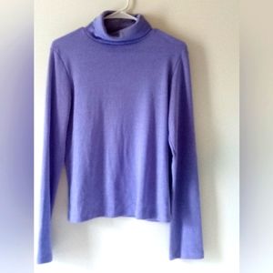 Geri C. Glittery Lilac Lavender Turtle Neck Sweater - Size: L - Vintage